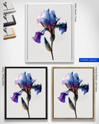 Botanical Wall Art Prints Abstract Flora Plant Watercolor Paper & Canvas | Iris 3