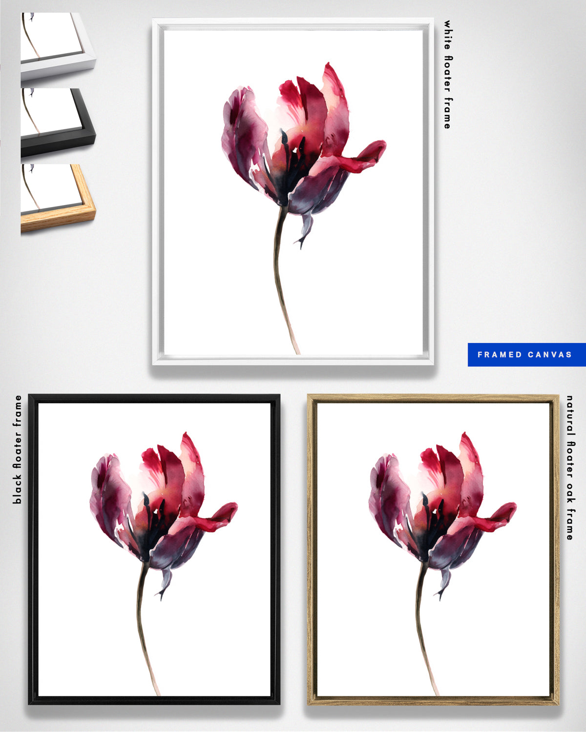 Botanical Wall Art Prints Abstract Flora Plant Watercolor Paper & Canvas | Tulip 1