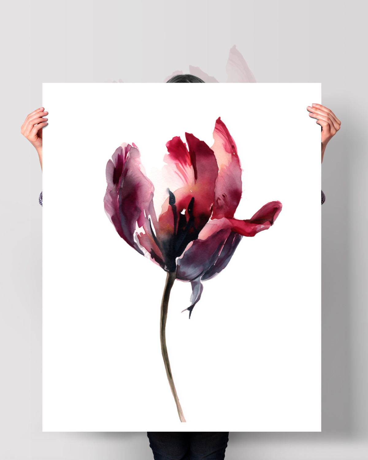 Botanical Wall Art Prints Abstract Flora Plant Watercolor Paper & Canvas | Tulip 1