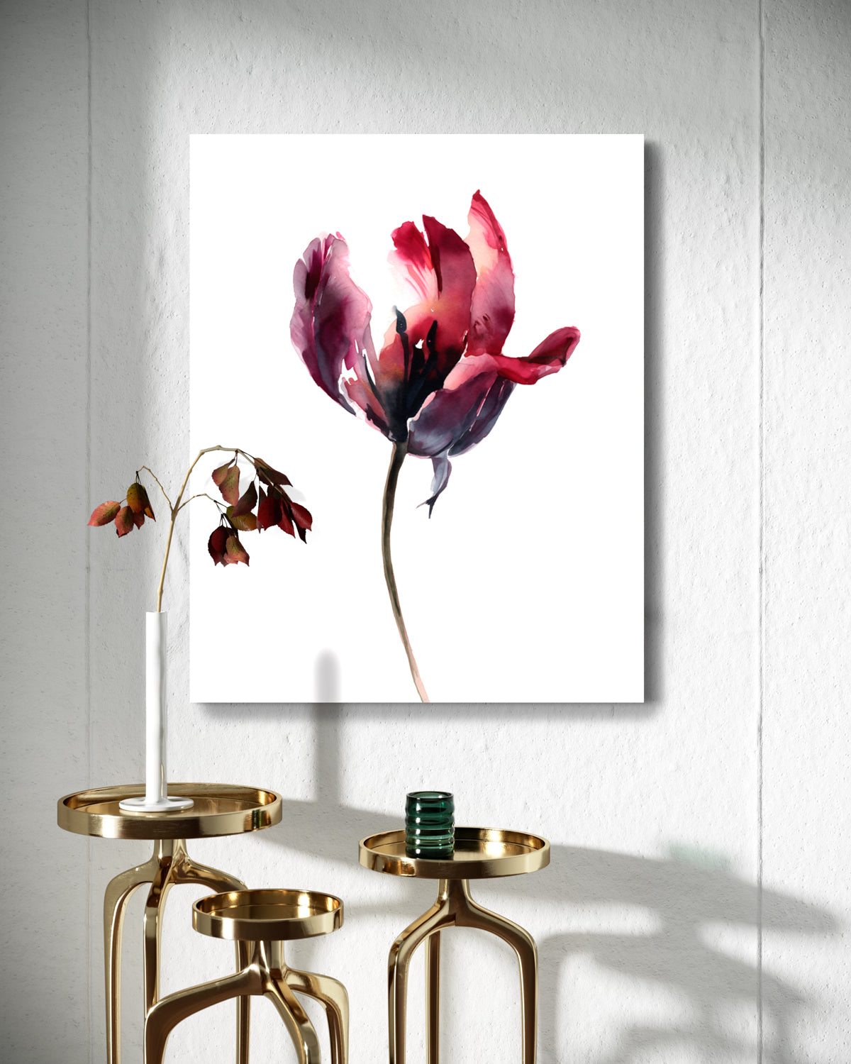 Botanical Wall Art Prints Abstract Flora Plant Watercolor Paper & Canvas | Tulip 1