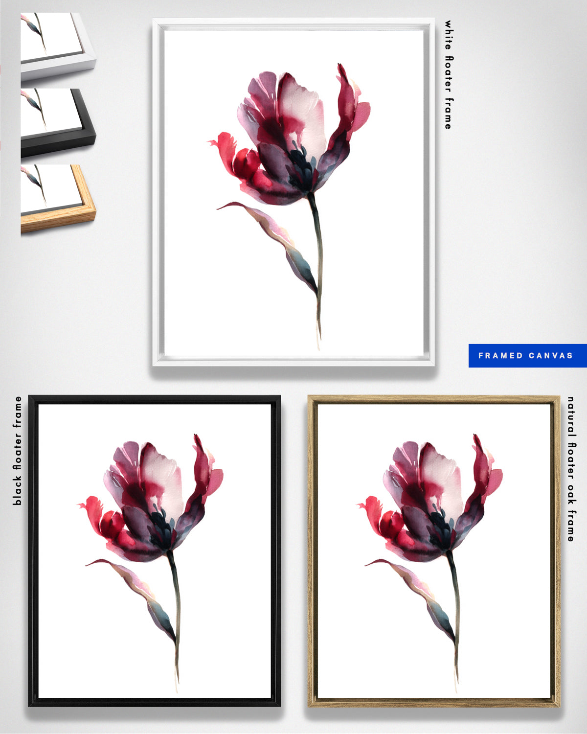 Botanical Wall Art Prints Abstract Flora Plant Watercolor Paper & Canvas | Tulip 2