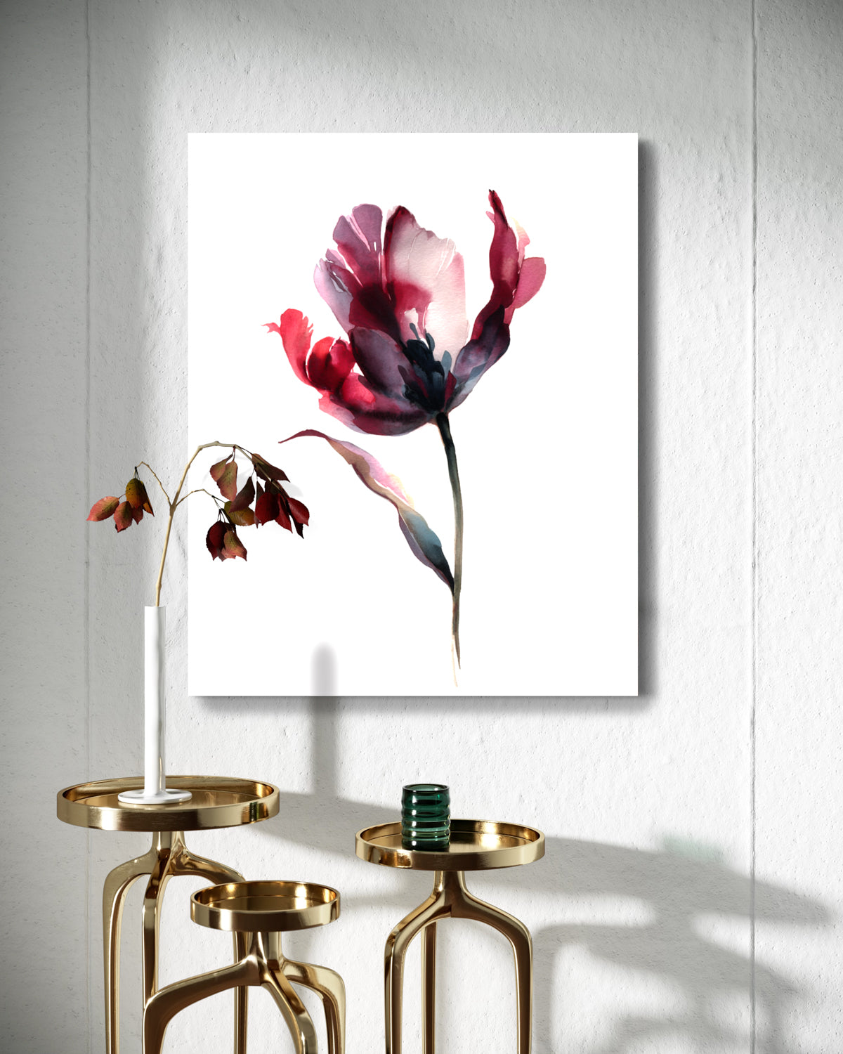 Botanical Wall Art Prints Abstract Flora Plant Watercolor Paper & Canvas | Tulip 2