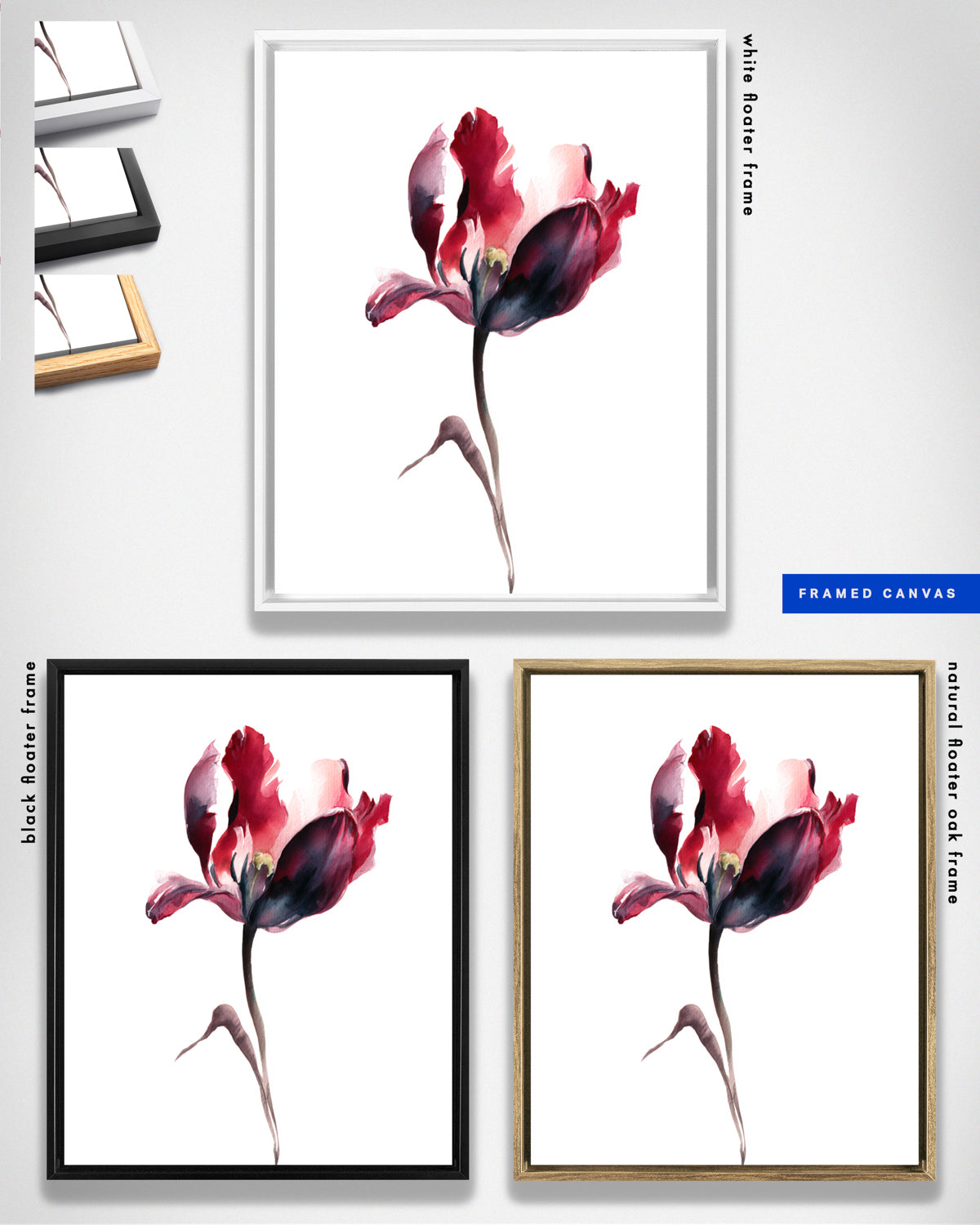 Botanical Wall Art Prints Abstract Flora Plant Watercolor Paper & Canvas | Tulip 3