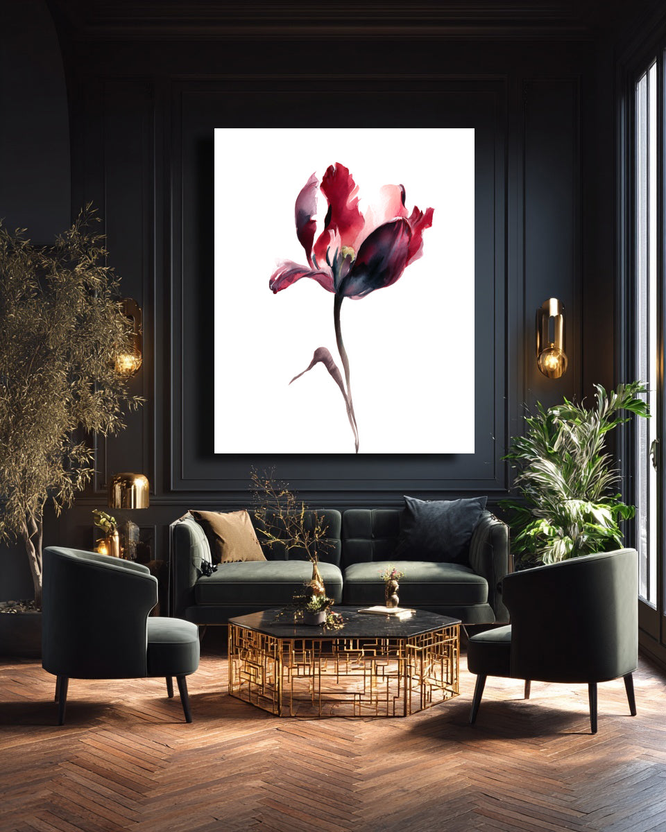 Botanical Wall Art Prints Abstract Flora Plant Watercolor Paper & Canvas | Tulip 3