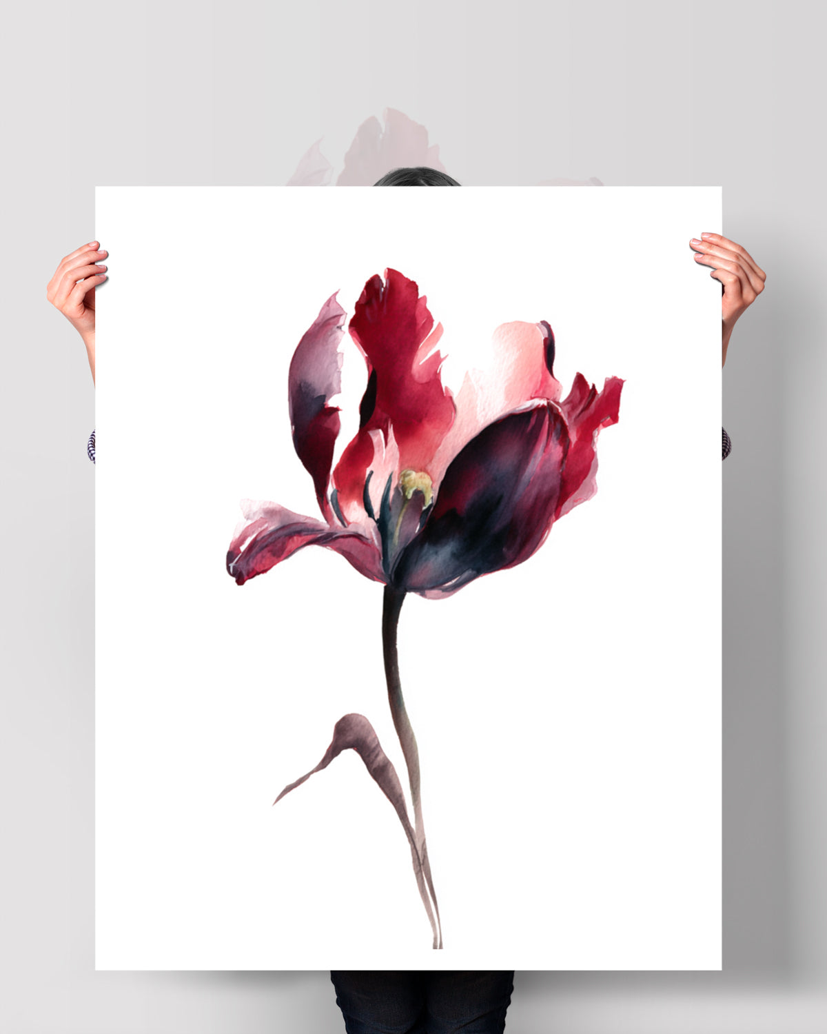 Botanical Wall Art Prints Abstract Flora Plant Watercolor Paper & Canvas | Tulip 3