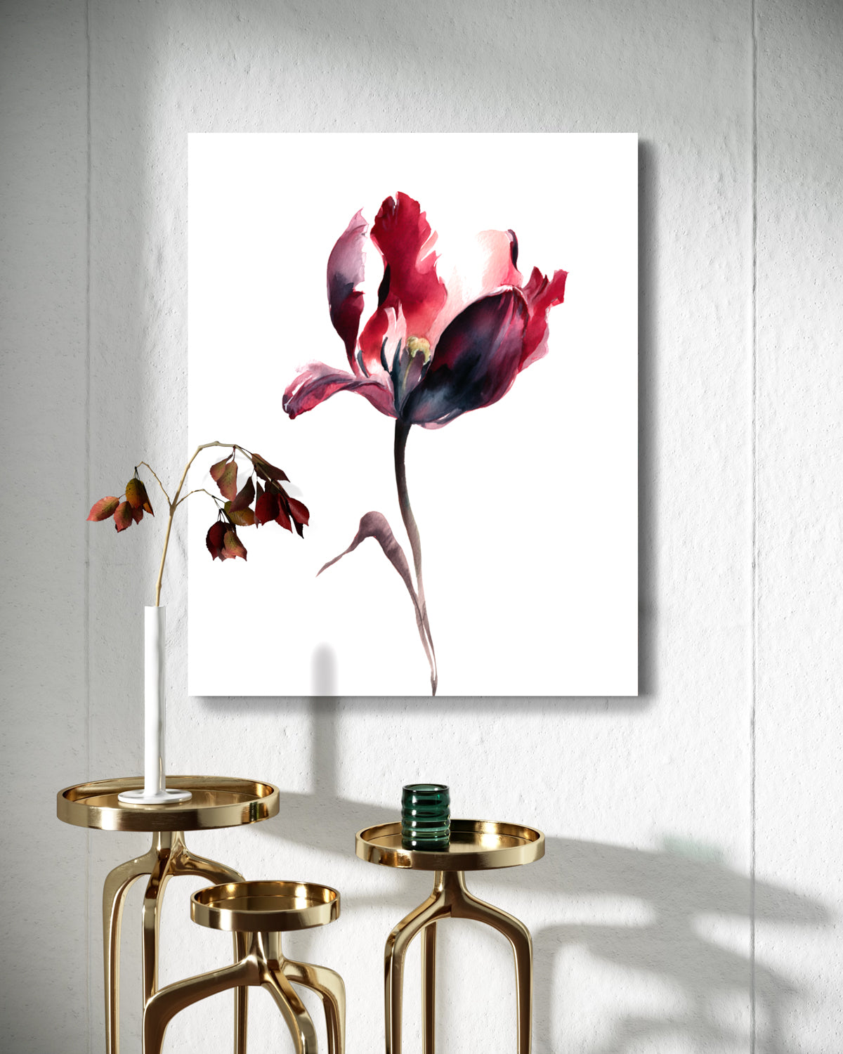 Botanical Wall Art Prints Abstract Flora Plant Watercolor Paper & Canvas | Tulip 3