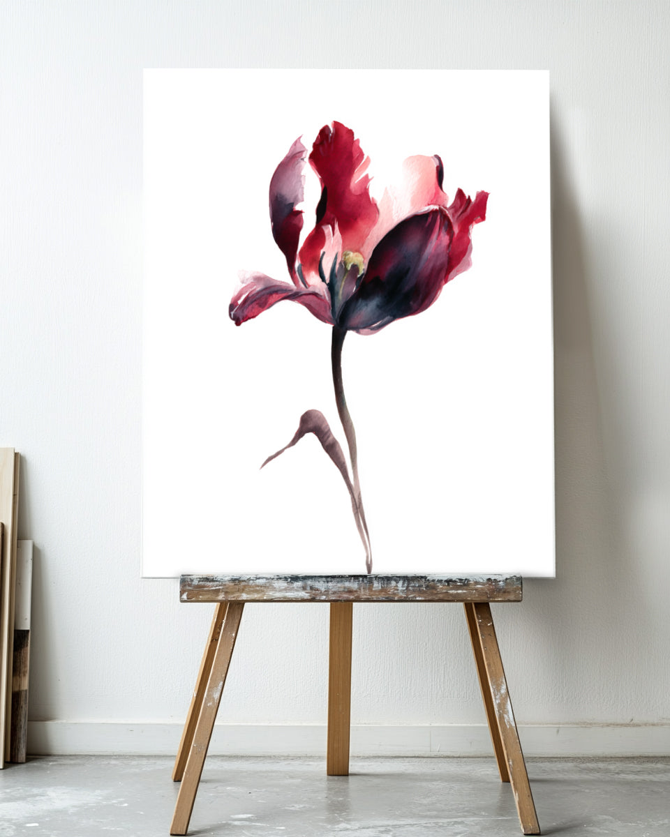 Botanical Wall Art Prints Abstract Flora Plant Watercolor Paper & Canvas | Tulip 3