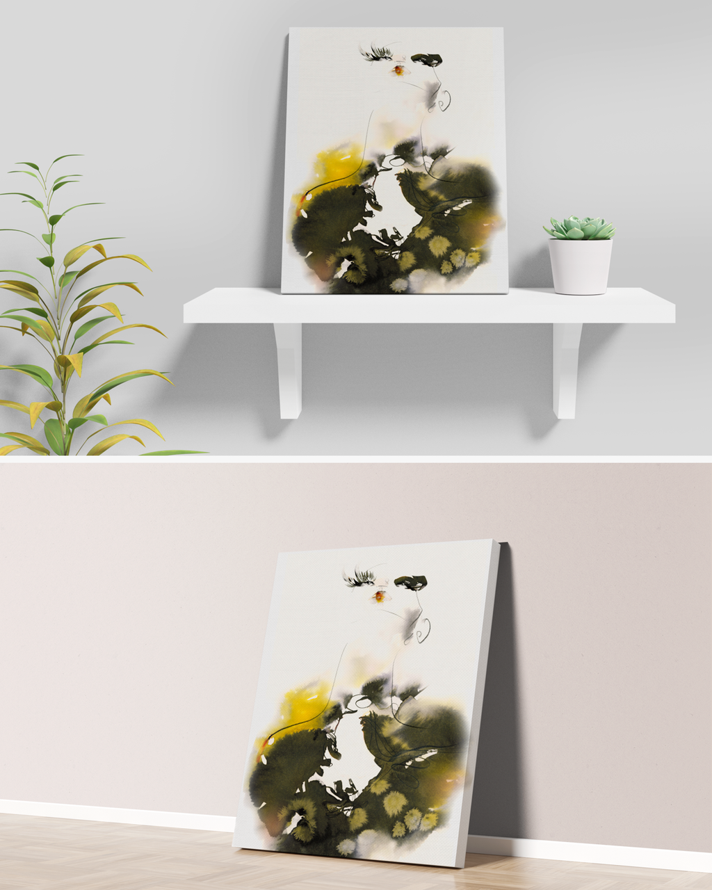 Portrait Wall Art Prints Loose Watercolor Face Paper & Canvas | Cala