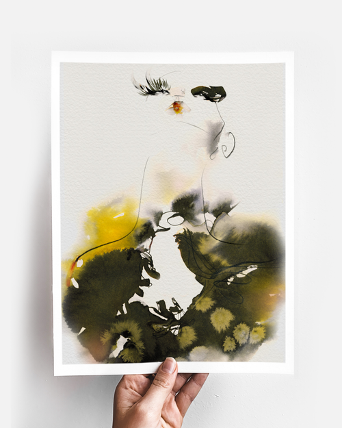 Portrait Wall Art Prints Loose Watercolor Face Paper & Canvas | Cala