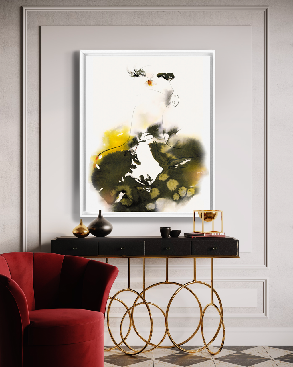 Portrait Wall Art Prints Loose Watercolor Face Paper & Canvas | Cala