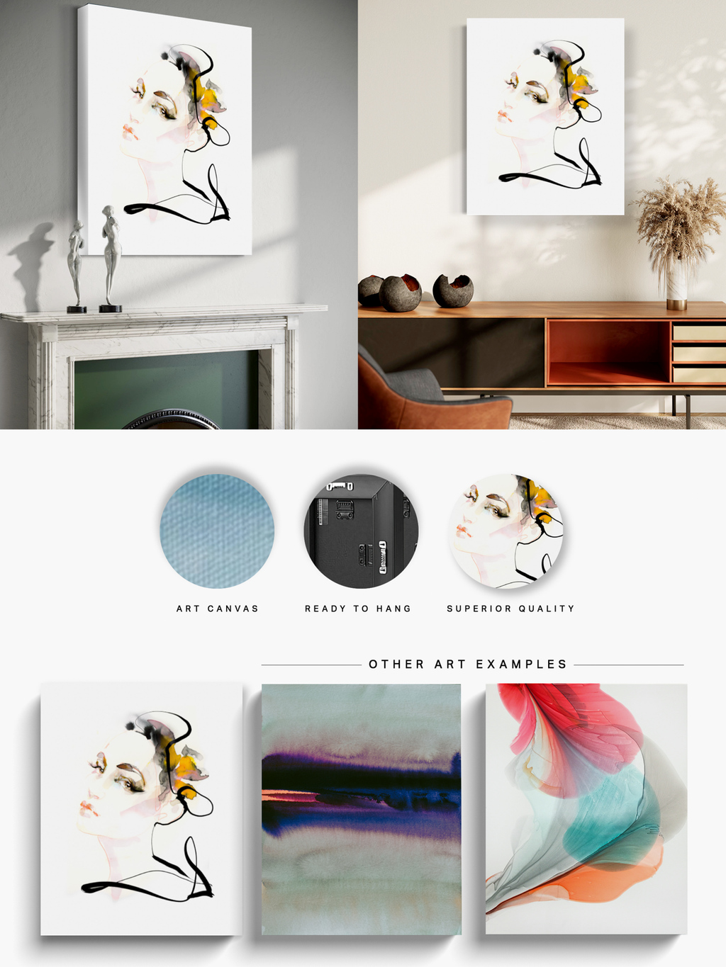 Portrait Wall Art Prints Loose Watercolor Face Paper & Canvas | Fona