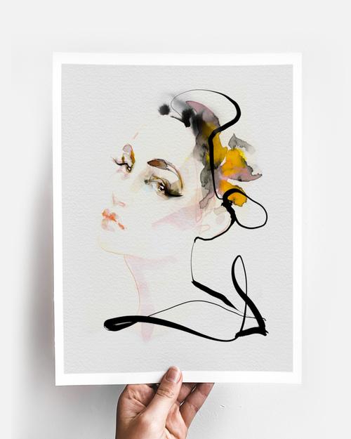 Portrait Wall Art Prints Loose Watercolor Face Paper & Canvas | Fona