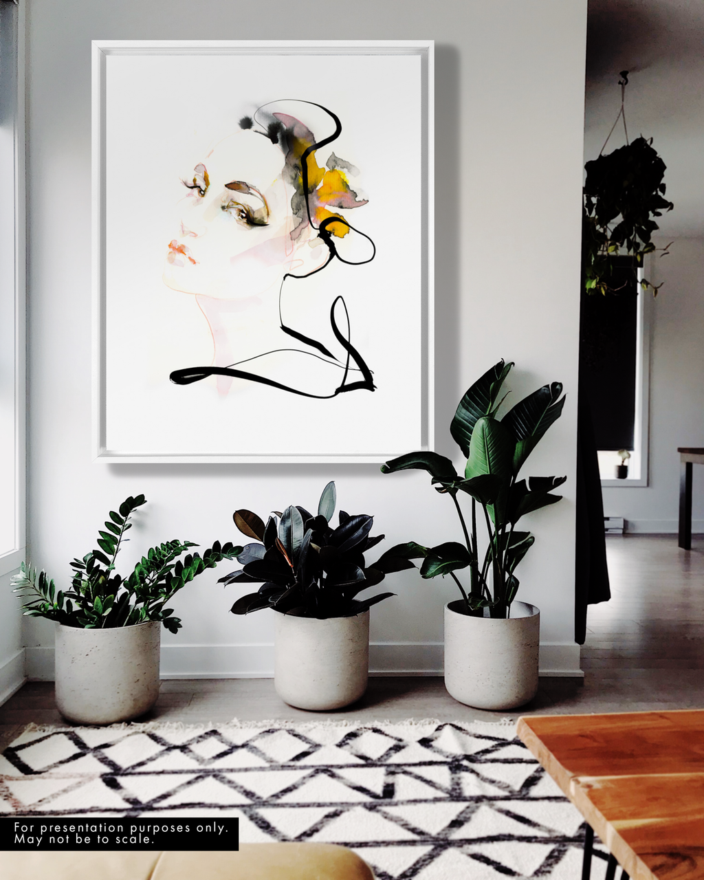 Portrait Wall Art Prints Loose Watercolor Face Paper & Canvas | Fona