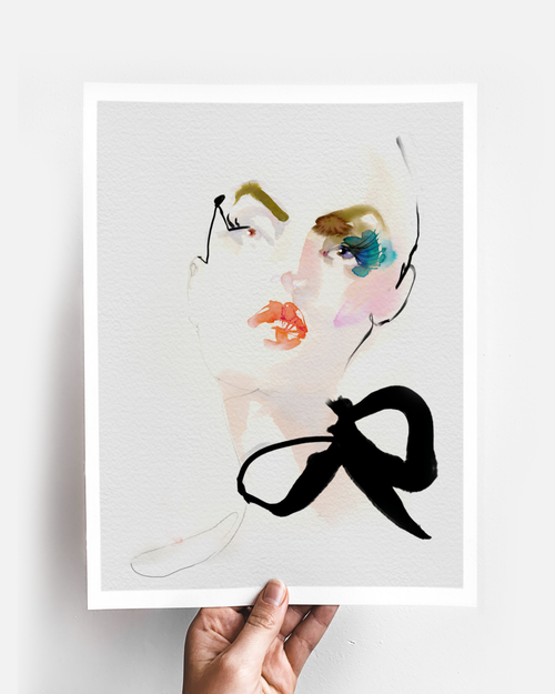 Portrait Wall Art Prints Loose Watercolor Face Paper & Canvas | Mola