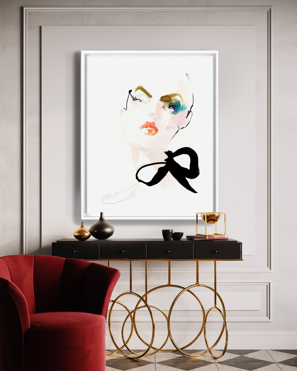 Portrait Wall Art Prints Loose Watercolor Face Paper & Canvas | Mola